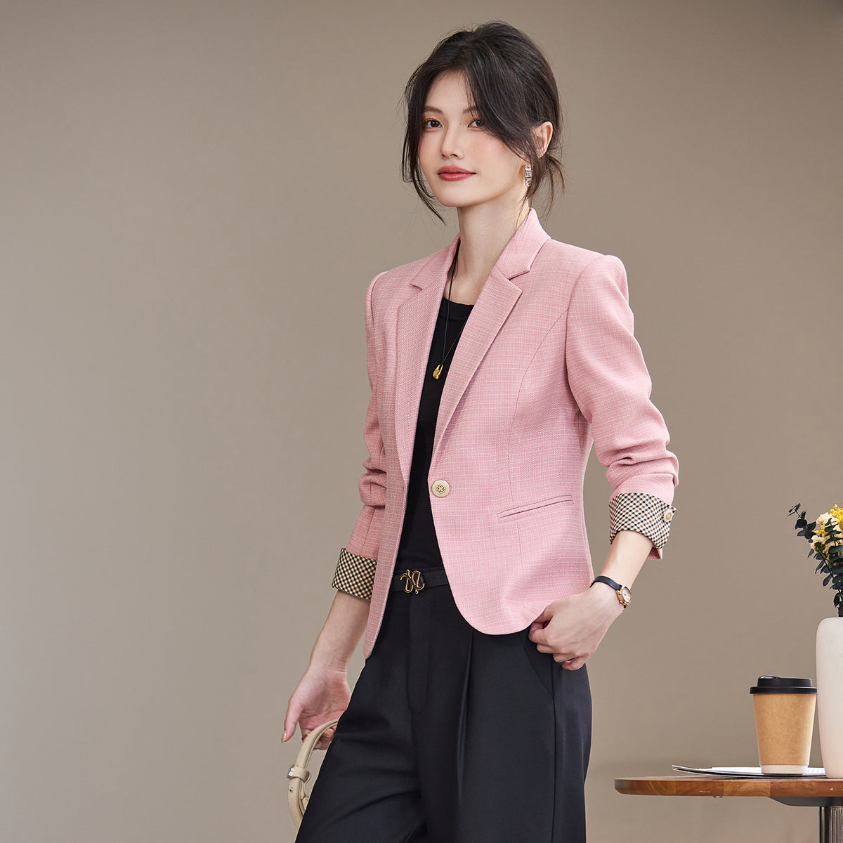 The Metro Contrast-Cuff Blazer