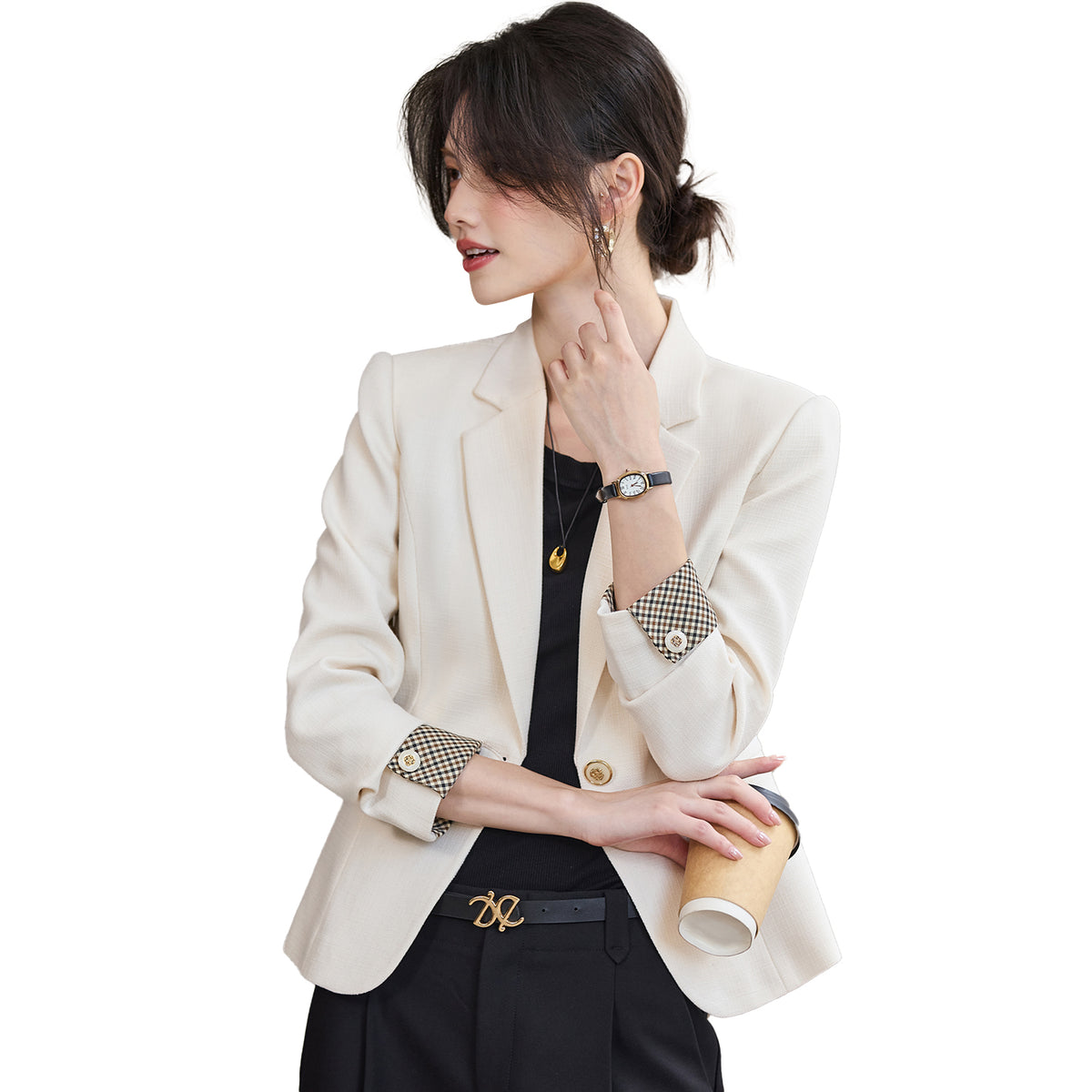 The Metro Contrast-Cuff Blazer