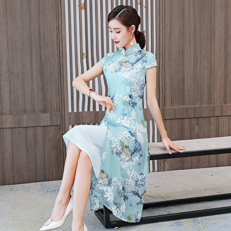 The Mint Blossom Modern Qipao Midi