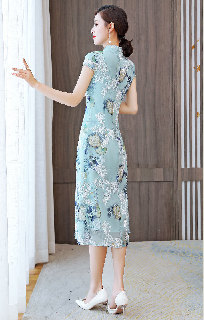 The Mint Blossom Modern Qipao Midi