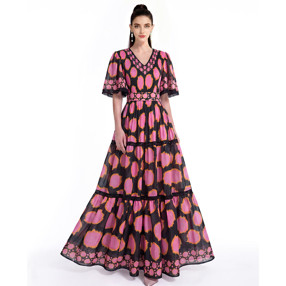The Noir & Rose Geo Print Tiered Swing Dress