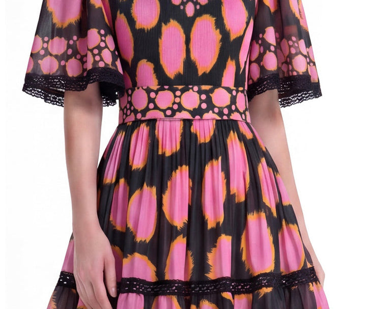 The Noir & Rose Geo Print Tiered Swing Dress