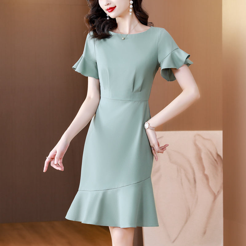 The Sage Flounce Sleeve Midi Dress