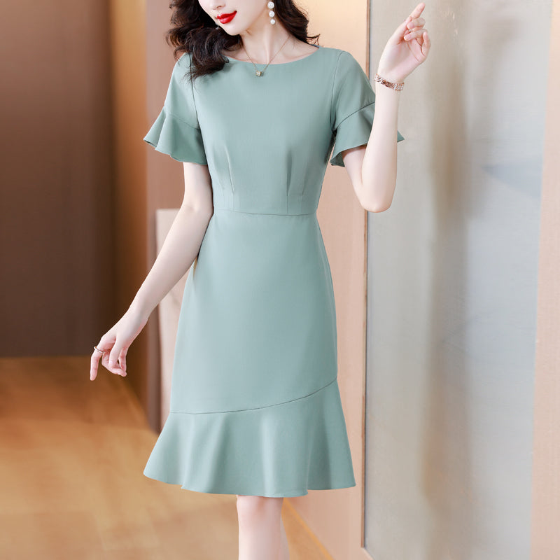 The Sage Flounce Sleeve Midi Dress