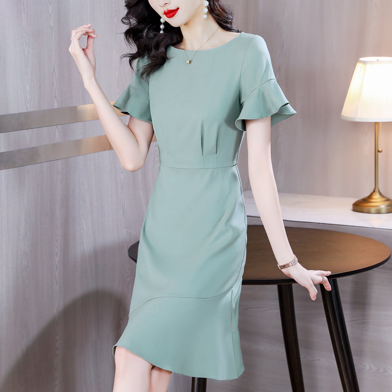 The Sage Flounce Sleeve Midi Dress