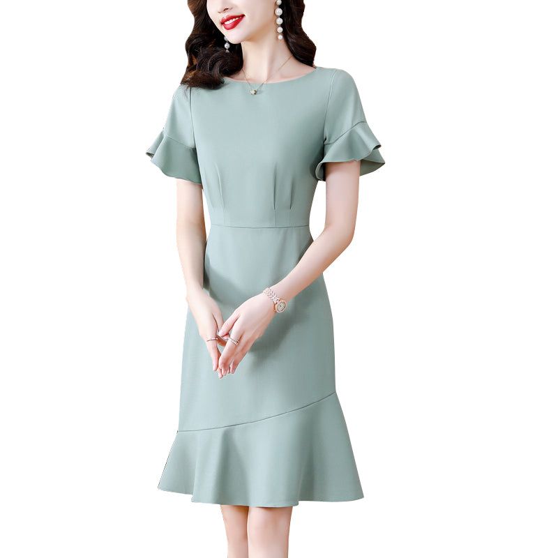 The Sage Flounce Sleeve Midi Dress