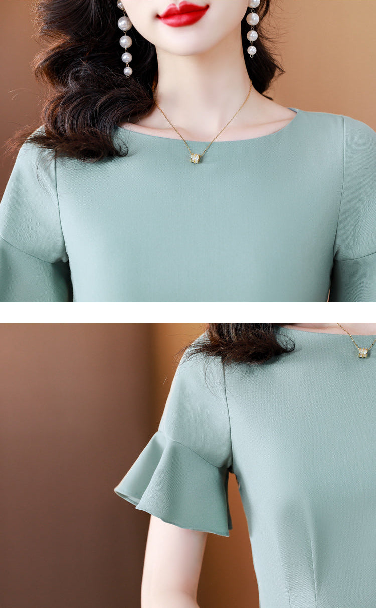 The Sage Flounce Sleeve Midi Dress