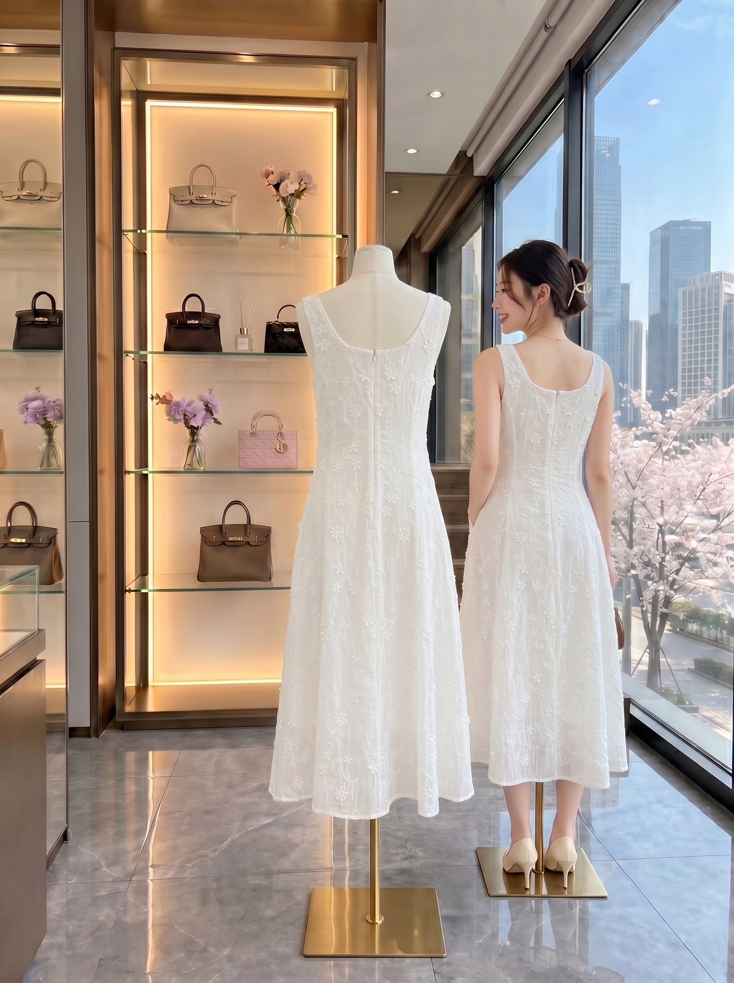 The Sakura Bloom Floral Midi Dress