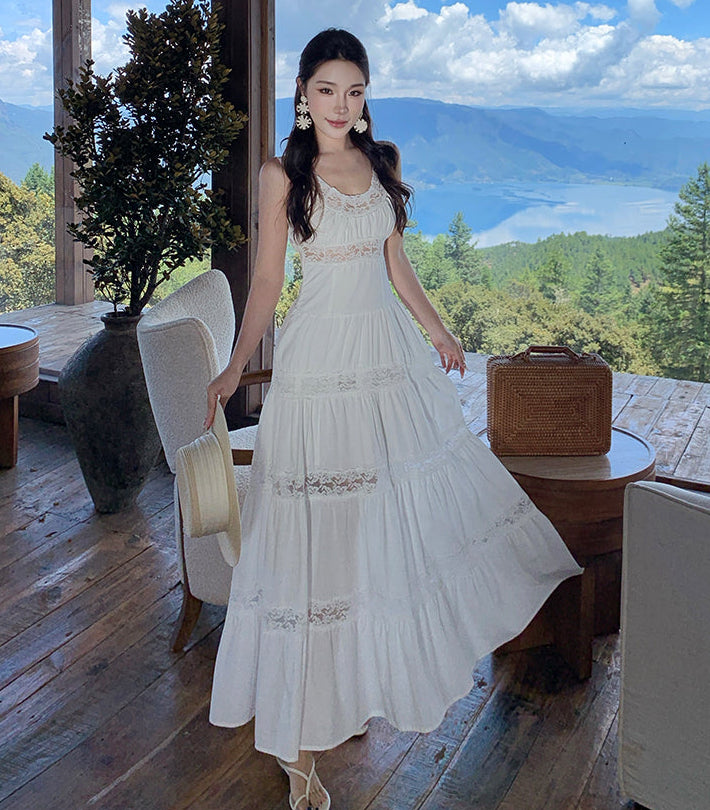 The Seraphina Lace-Panel Tiered Maxi Dress