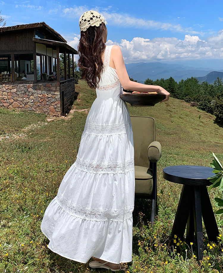 The Seraphina Lace-Panel Tiered Maxi Dress