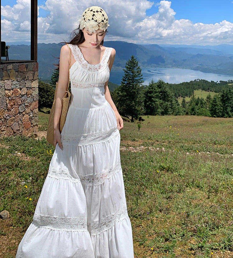 The Seraphina Lace-Panel Tiered Maxi Dress