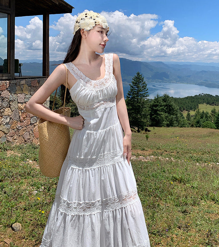 The Seraphina Lace-Panel Tiered Maxi Dress