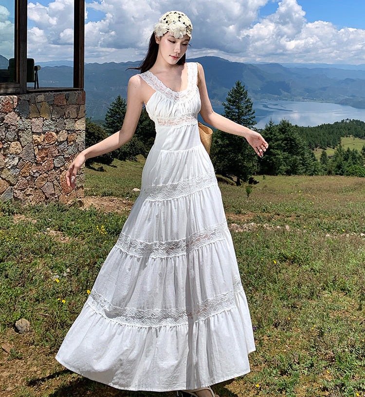 The Seraphina Lace-Panel Tiered Maxi Dress