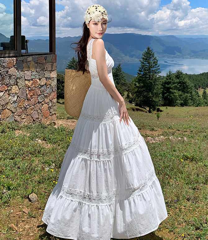 The Seraphina Lace-Panel Tiered Maxi Dress