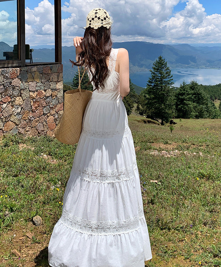 The Seraphina Lace-Panel Tiered Maxi Dress