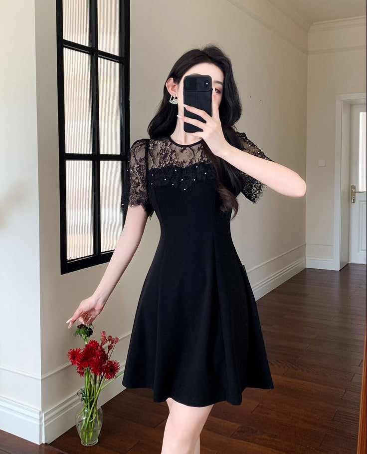 The Starry Night Sequin Lace Mini Dress