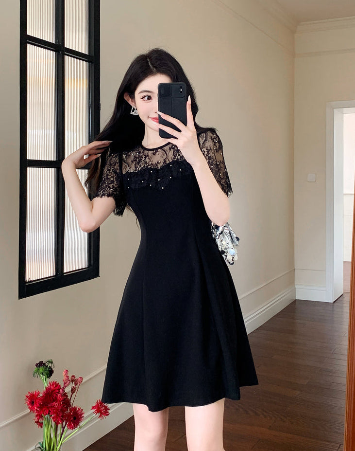 The Starry Night Sequin Lace Mini Dress