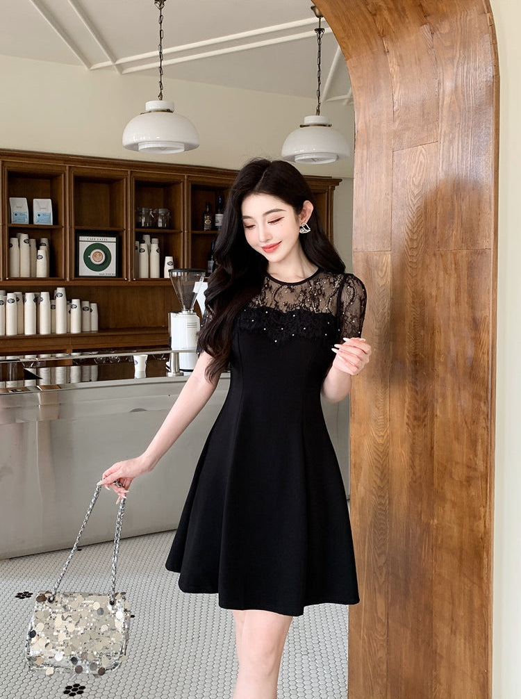 The Starry Night Sequin Lace Mini Dress