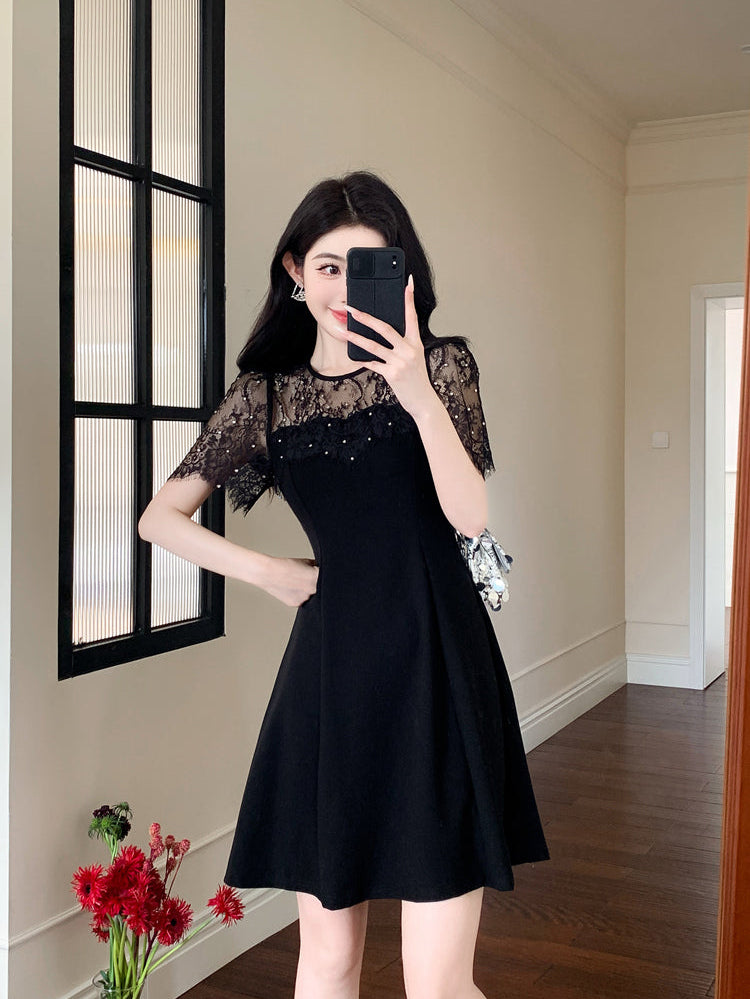The Starry Night Sequin Lace Mini Dress