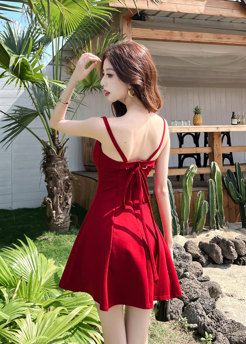 Midnight Romance Fit And Flare Mini-Bow Back Cocktail Dress