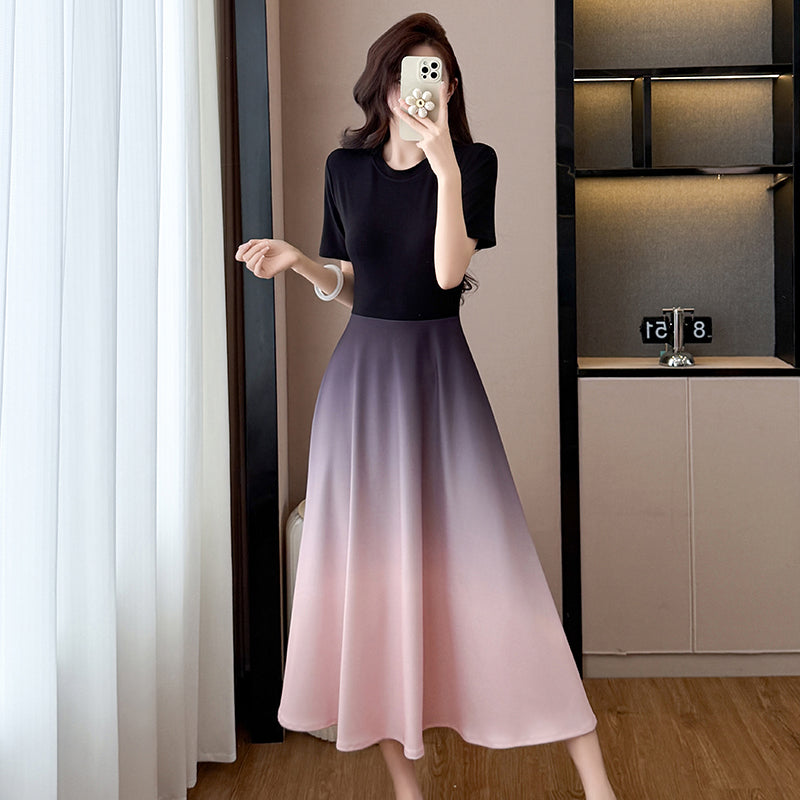 Twilight Ombré A-Line Short Sleeve Dress
