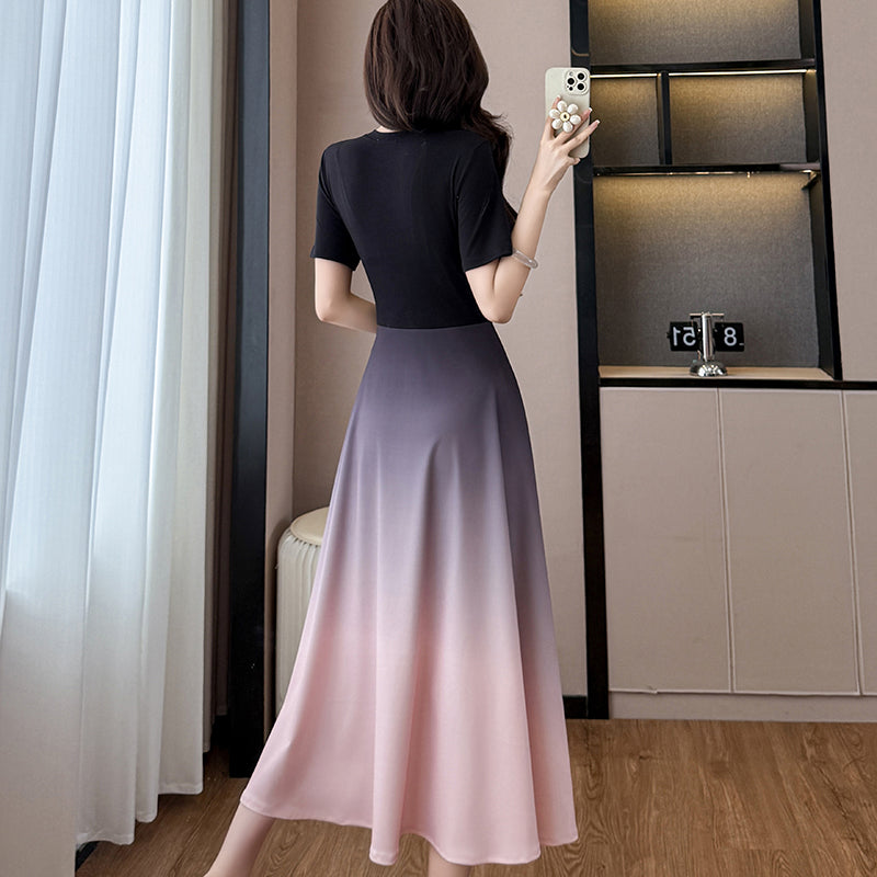 Twilight Ombré A-Line Short Sleeve Dress