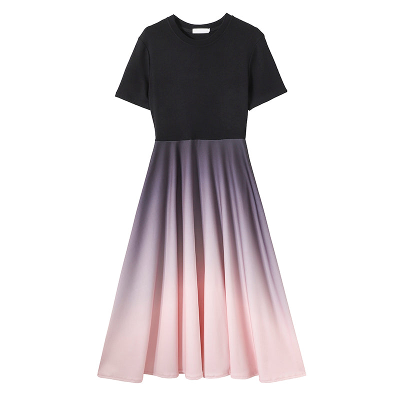Twilight Ombré A-Line Short Sleeve Dress