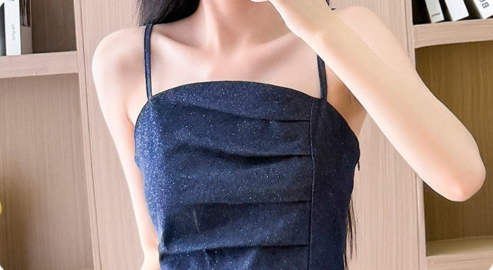 Chic Denim Two-Piece Set With Wide-Leg Trousers