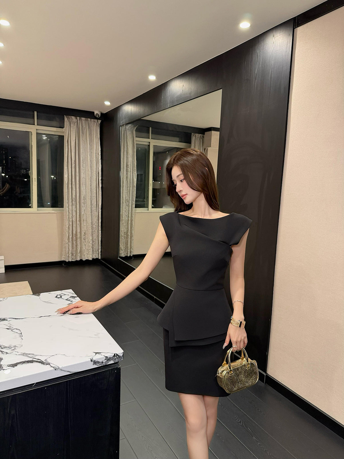 Avery Asymmetric Peplum Two-Piece Set