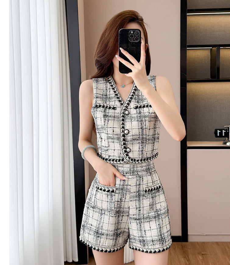 Monaco Tweed Vest & Shorts Co-ord Set