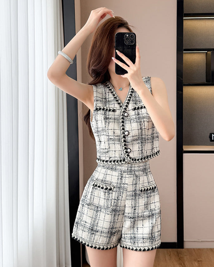 Monaco Tweed Vest & Shorts Co-ord Set