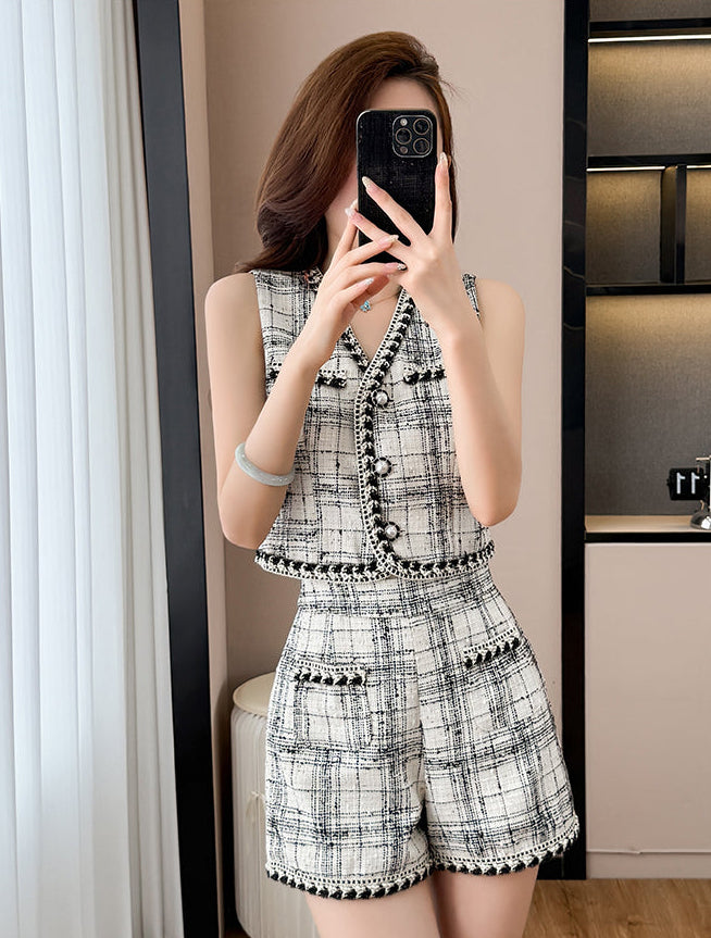 Monaco Tweed Vest & Shorts Co-ord Set