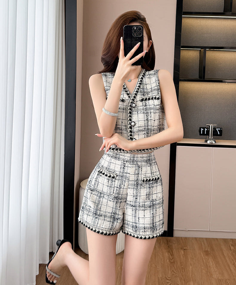 Monaco Tweed Vest & Shorts Co-ord Set