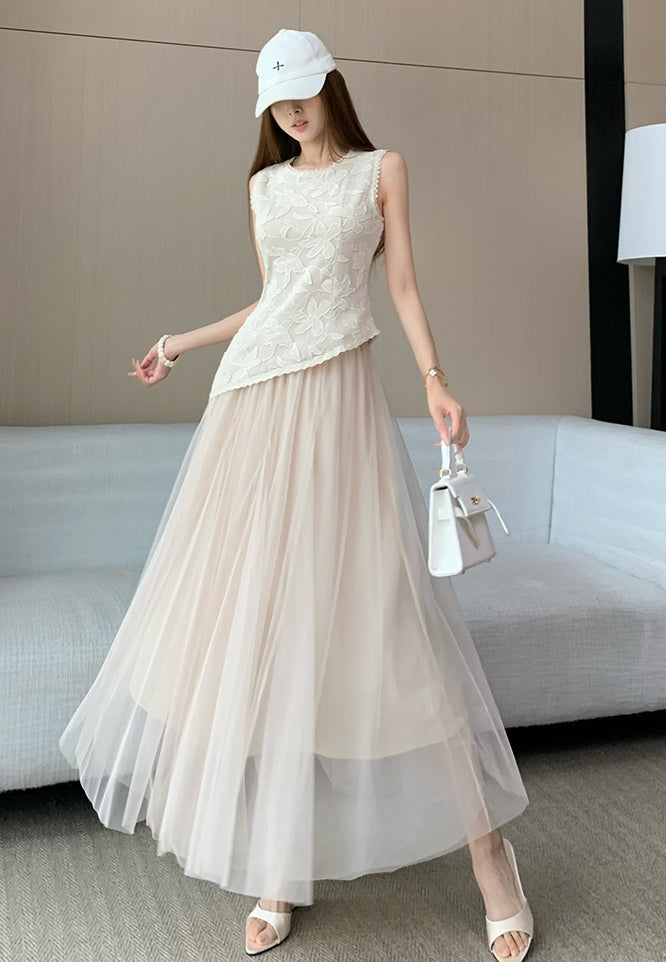 Fairytale Floral Embroidered Tulle Co-ord Set