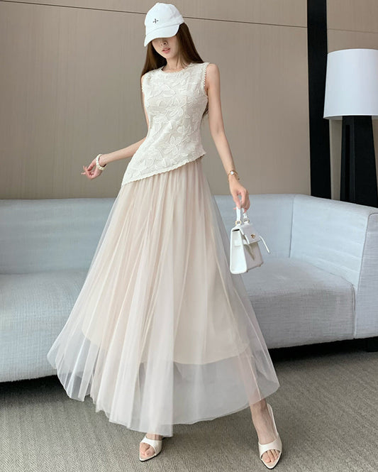 Fairytale Floral Embroidered Tulle Co-ord Set