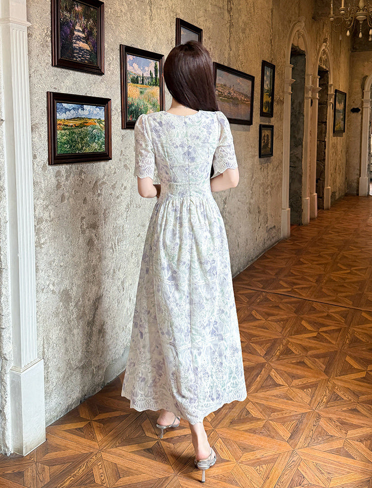Lavender Mist Embroidery Gown