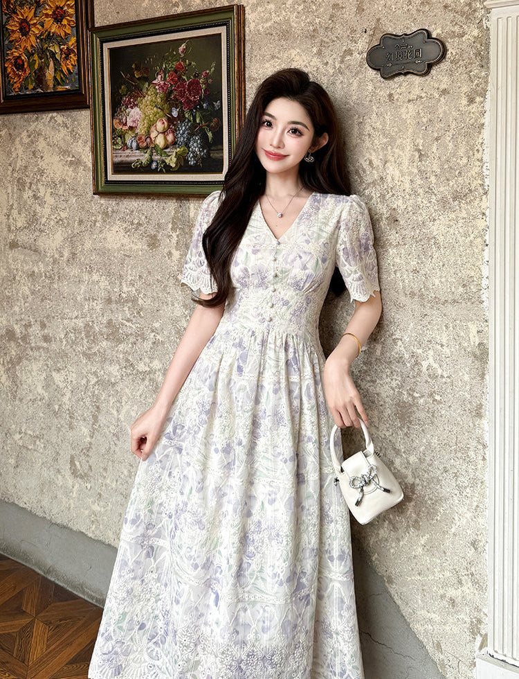 Lavender Mist Embroidery Gown