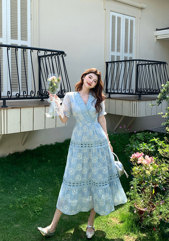 Amelia Vintage Lace Maxi Dress