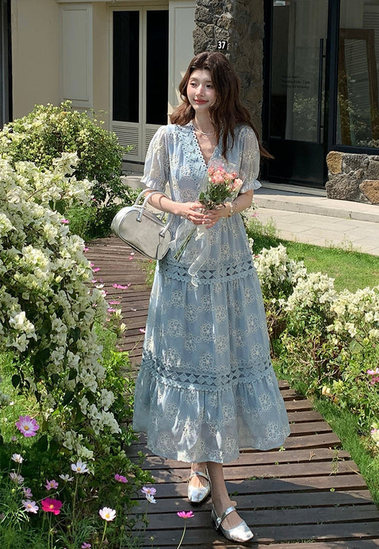 Amelia Vintage Lace Maxi Dress