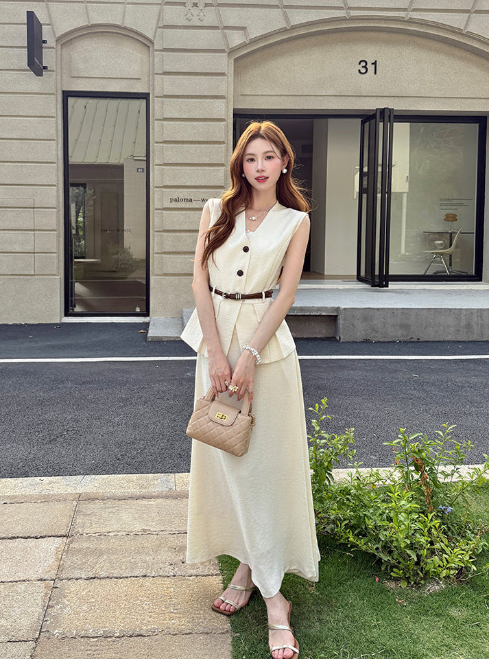 The Sahara Vest & Fluted Maxi Set