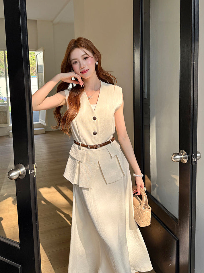 The Sahara Vest & Fluted Maxi Set