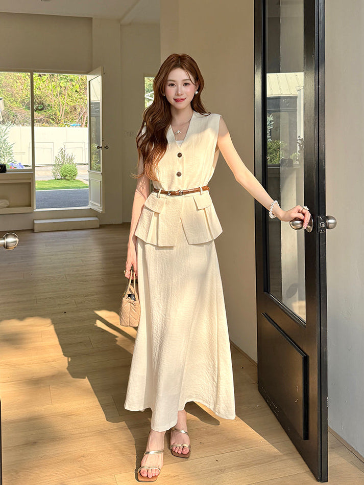 The Sahara Vest & Fluted Maxi Set
