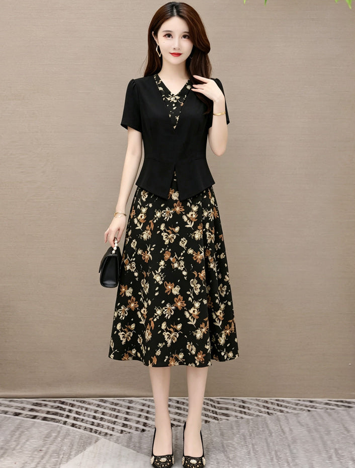 Plus Size Vienna Faux-Jacket Floral Midi Dress