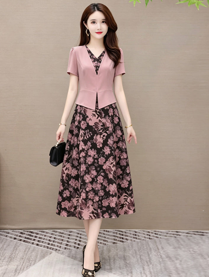 Plus Size Vienna Faux-Jacket Floral Midi Dress