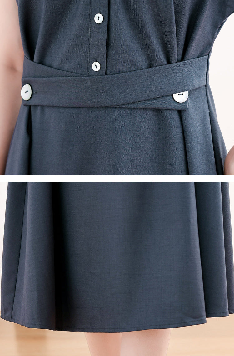 Vintage-Inspired Split Collar A-Line Shirt Dress