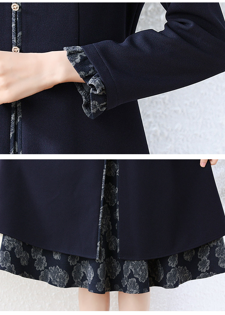Vintage Floral Accent Layered Midi Dress