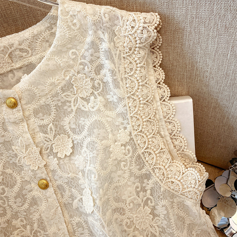 Vintage Floral Embroidered Lace Vest Top