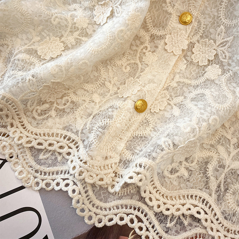 Vintage Floral Embroidered Lace Vest Top