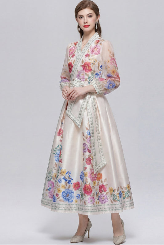 Vintage Inspired Floral Wrap Dress for Women