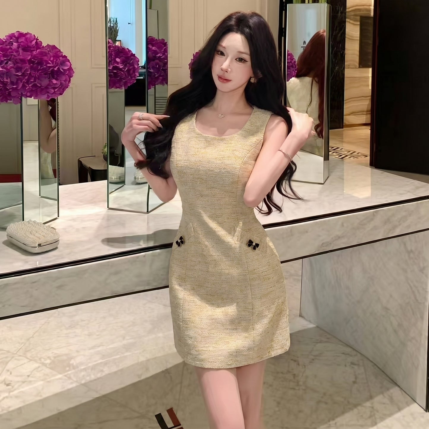 Vintage Style Tweed Sleeveless Dress